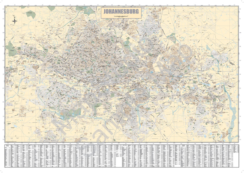 Map of Johannesburg with detailed layout and labels