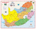 Map of South Africa with political divisions and flags of neighbouring countries.