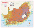 Map of South Africa showing physical features with a red border.
