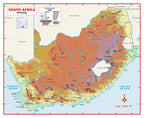 Map of South Africa showing physical features with a red border.