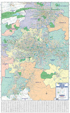 Map of the Gauteng metropolitan area with various colored regions showcasing each municipality.