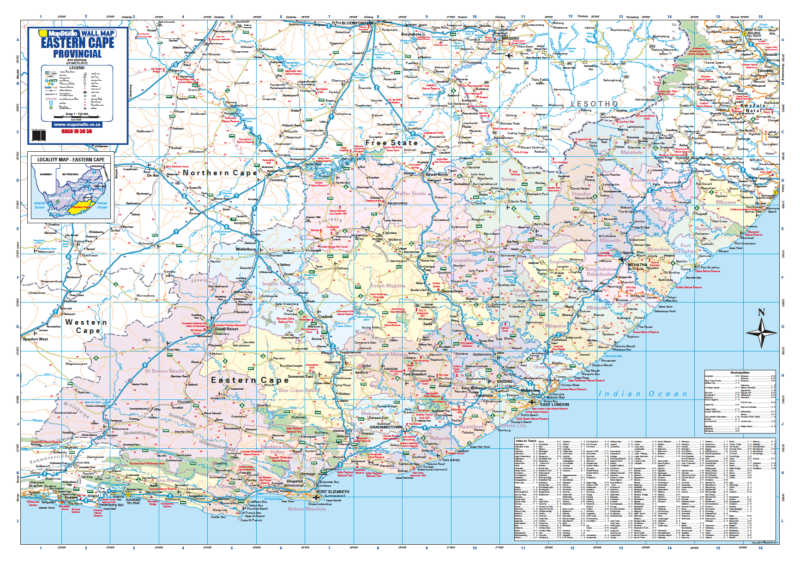 Map of Eastern Cape Province, South Africa, with roads and cities labelled.