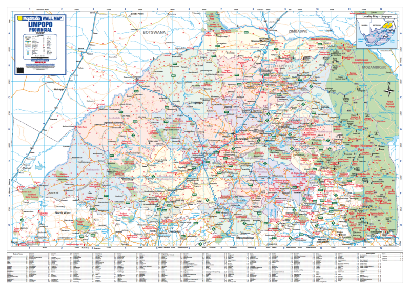 Map of Limpopo Province, South Africa with various labels and colors.