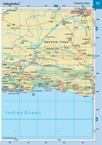 Road map of the Eastern Cape region with roads and geographical features.