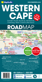 Road map of Western Cape with various routes and locations labeled.
