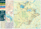 Map of Botswana with various details and a smaller inset maps on the left.