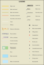 Legend for a map with various symbols and their meanings