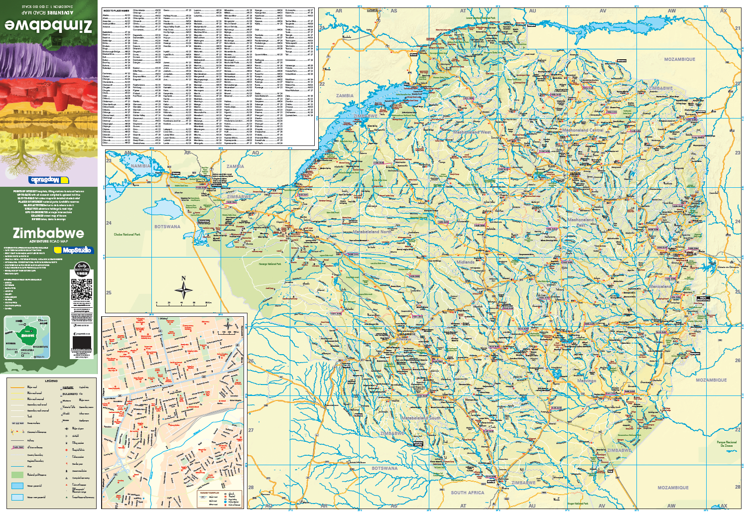 Map of Zimbabwe with various details and a green border on the left.