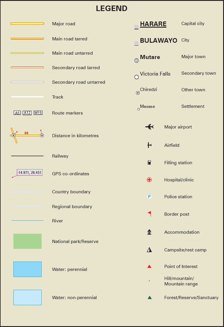 Legend for a map with various symbols and their meanings