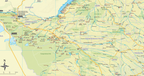 Map of north western Zimbabwe with roads and cities labelled.