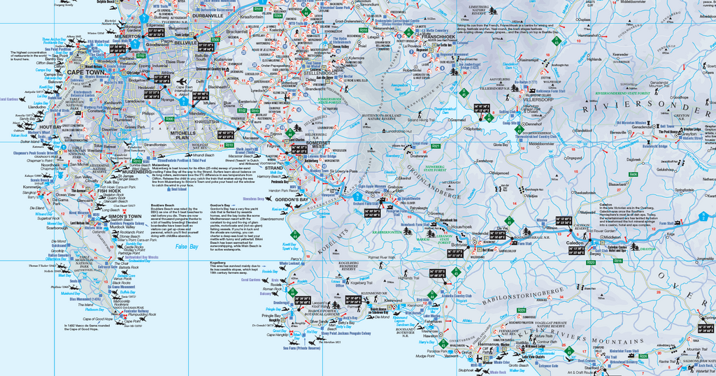 Map of Cape Town and Overberg with rivers and national roads featured.