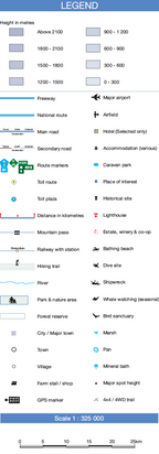 Legend for a map with symbols and text explanations