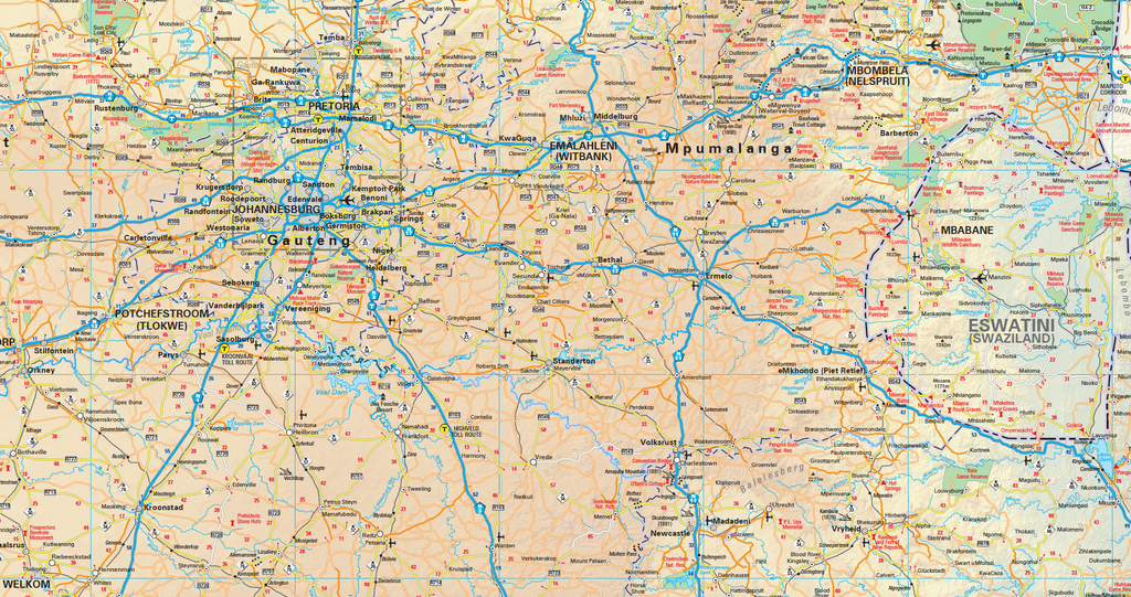 Map of eastern South Africa and Eswatini with major cities and roads labelled.