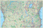 Map of central Africa with various markers and labels.