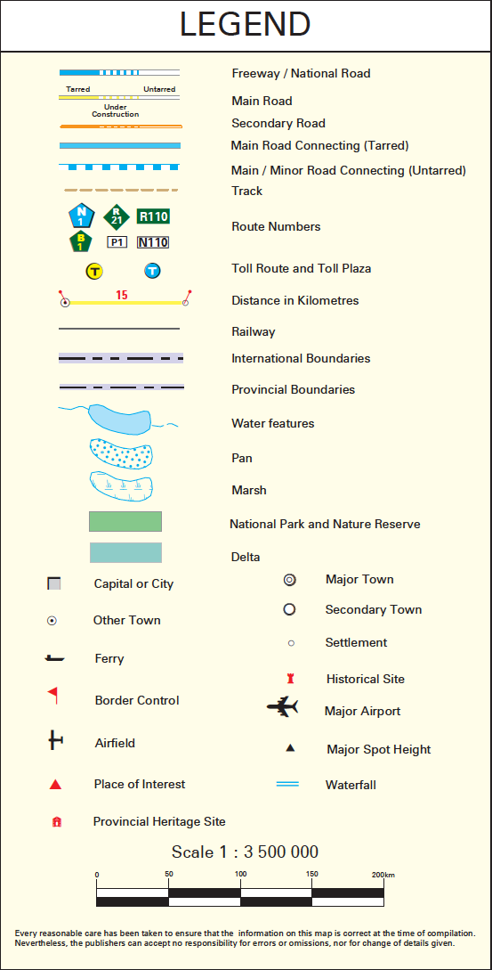 Legend for a map with various symbols and their meanings.