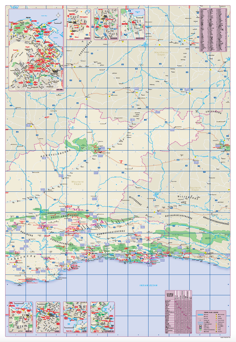 Map of the Western Cape with various insets and details.