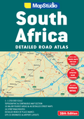 South Africa road atlas cover with MapStudio branding on a green background.
