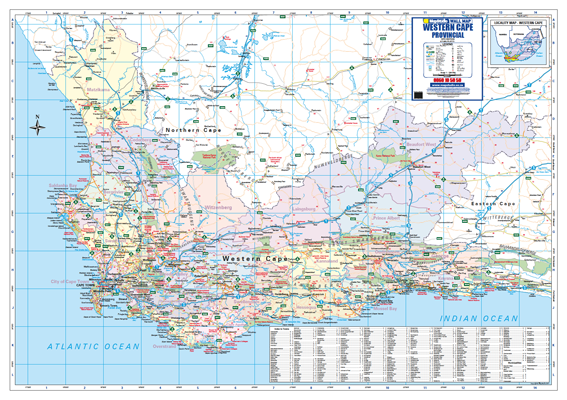 Map of Western Cape Province, South Africa with various labels and colors.