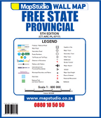 MapStudio wall map of Free State Provincial legend and branding details.