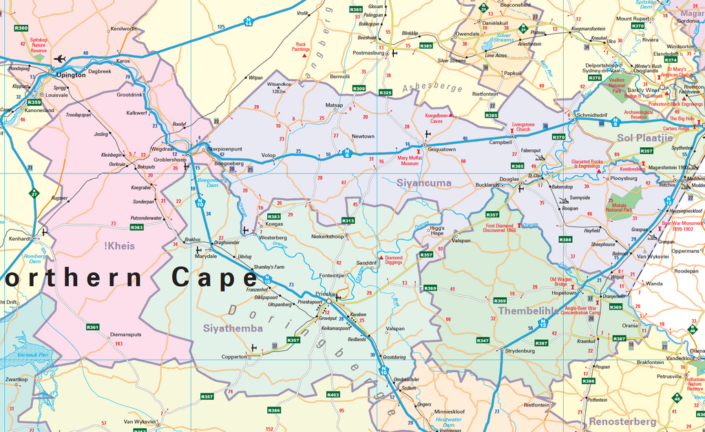 Map of the Northern Cape region with administrative boundaries.