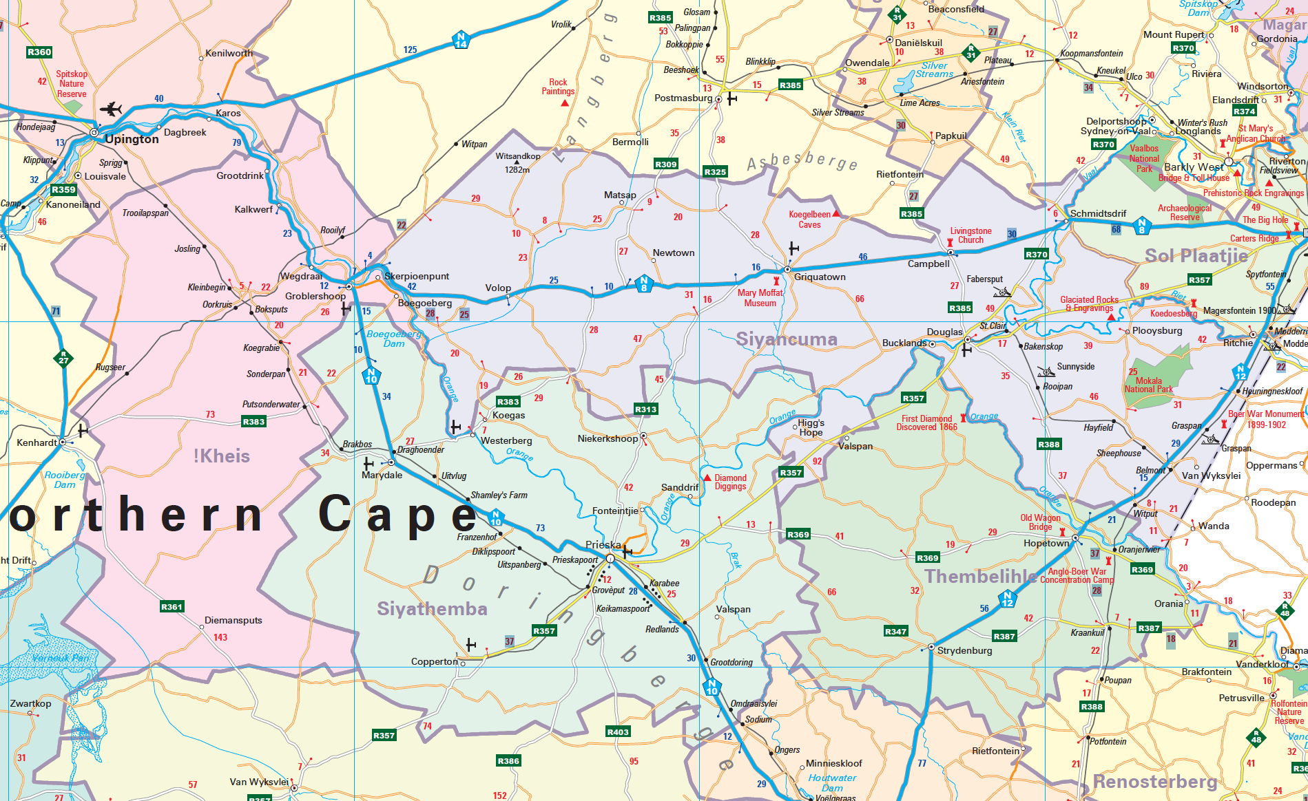 Map of the Northern Cape region with administrative boundaries.