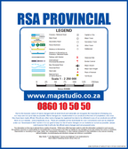 Map legend for RSA Provincial with scale and coordinates.