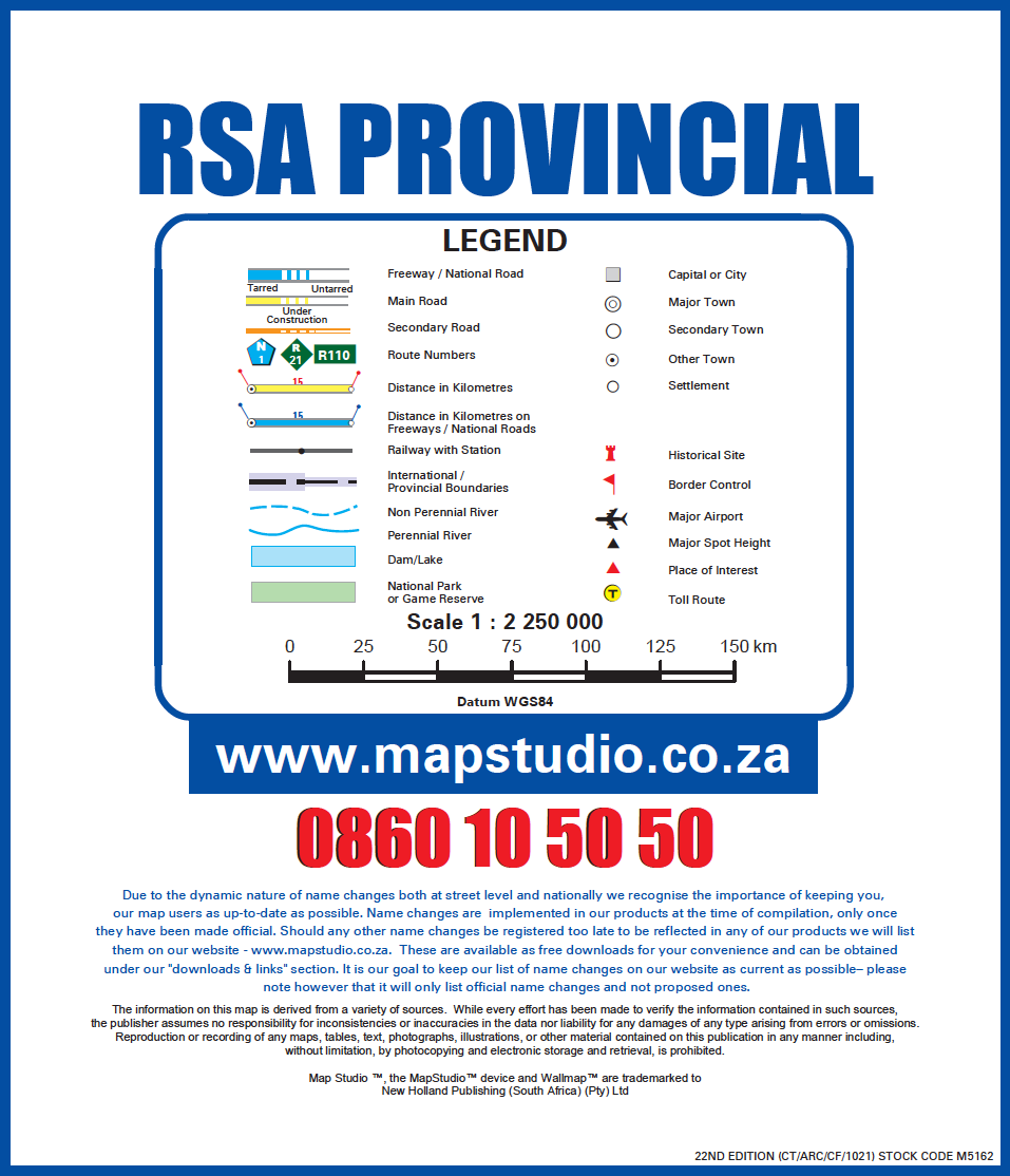 Map legend for RSA Provincial with scale and coordinates.