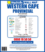MapStudio Western Cape Provincial wall map legend and contact information.